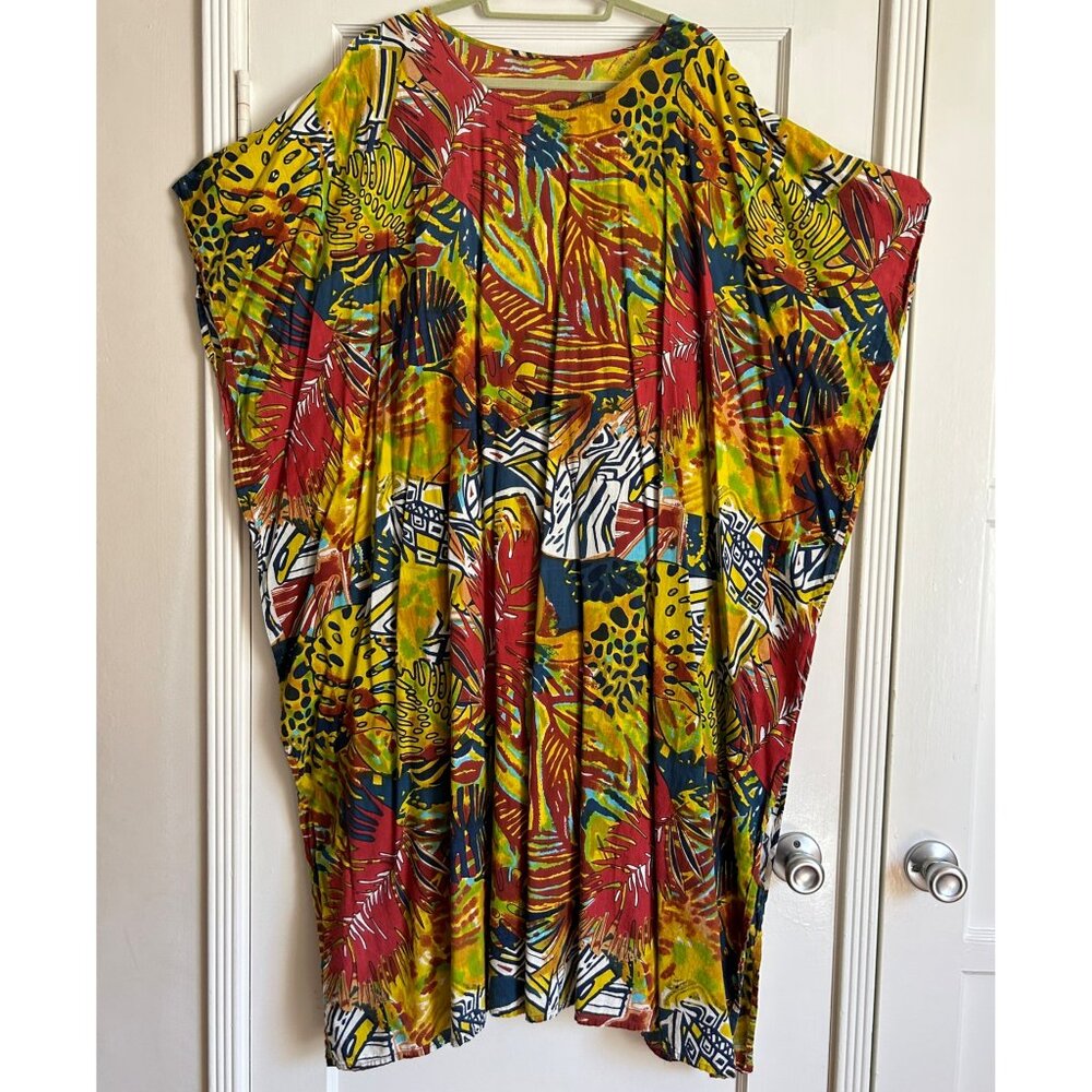 Vintage Kaftan Dress with Botanical Print